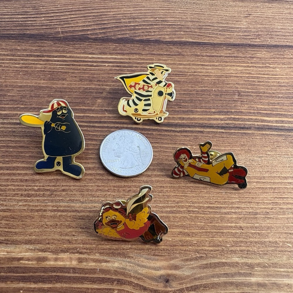 Vintage McDonaldland Character Enamel Lapel Pin Lot Grimace Hamburglar Birdie